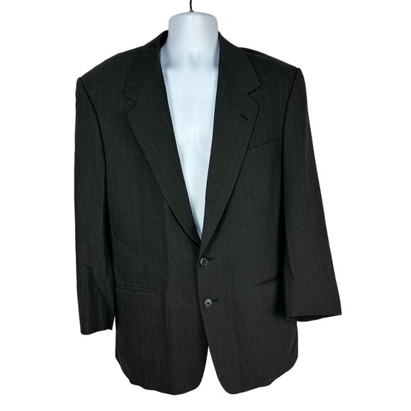 Confezioni Riserva Black Pinstripe Blazer 2-Button Wool Blend Mens Size 44 Long - Picture 1 of 5